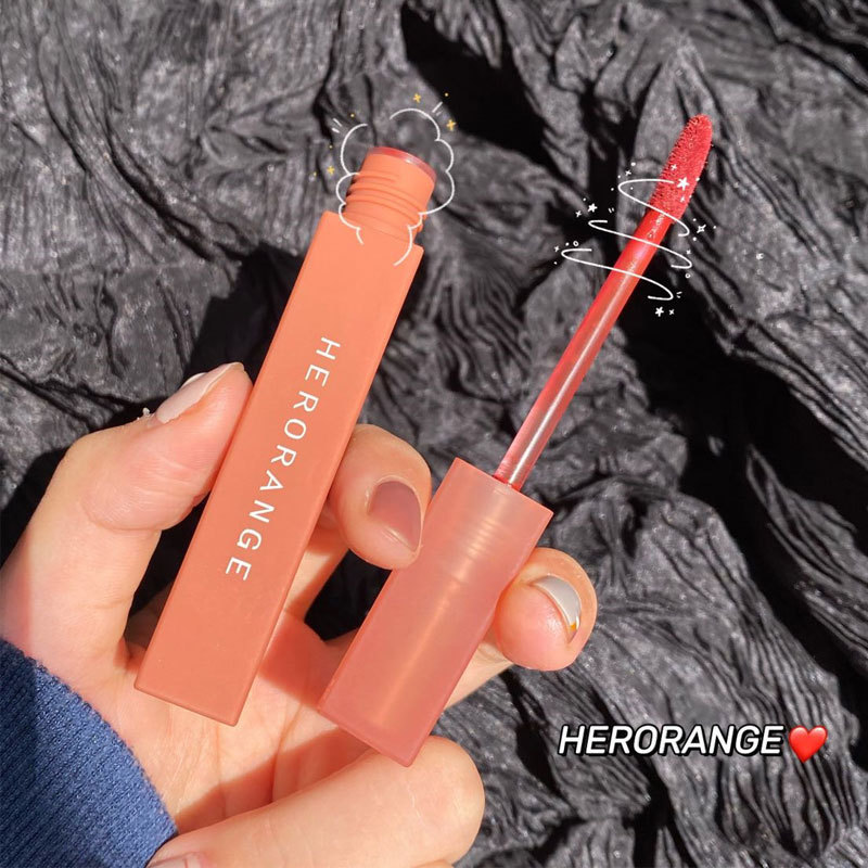 HERORANGE Color Mixing Diary Lip Mud Cream Velvet Matte Lip Lacquer Milk Tea Bean Paste Student Lipstick